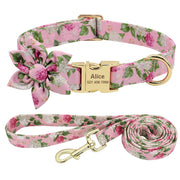 Custom Engraved Nylon Dog Collar and Leash Set