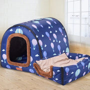 Star Print Foldable Pet House - Warm Dog & Cat Kennel Bed