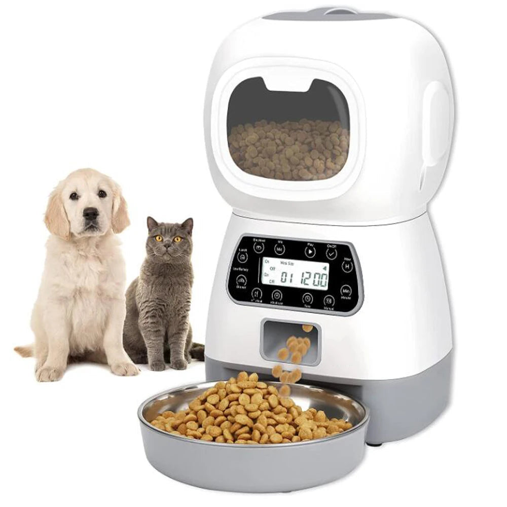 3.5L Automatic Pet Feeder with Timer and Stainless Steel Bowl