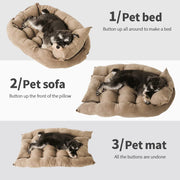 3-in-1 Dog and Cat Bed Mat - Warm Washable Pet Sofa Cushion