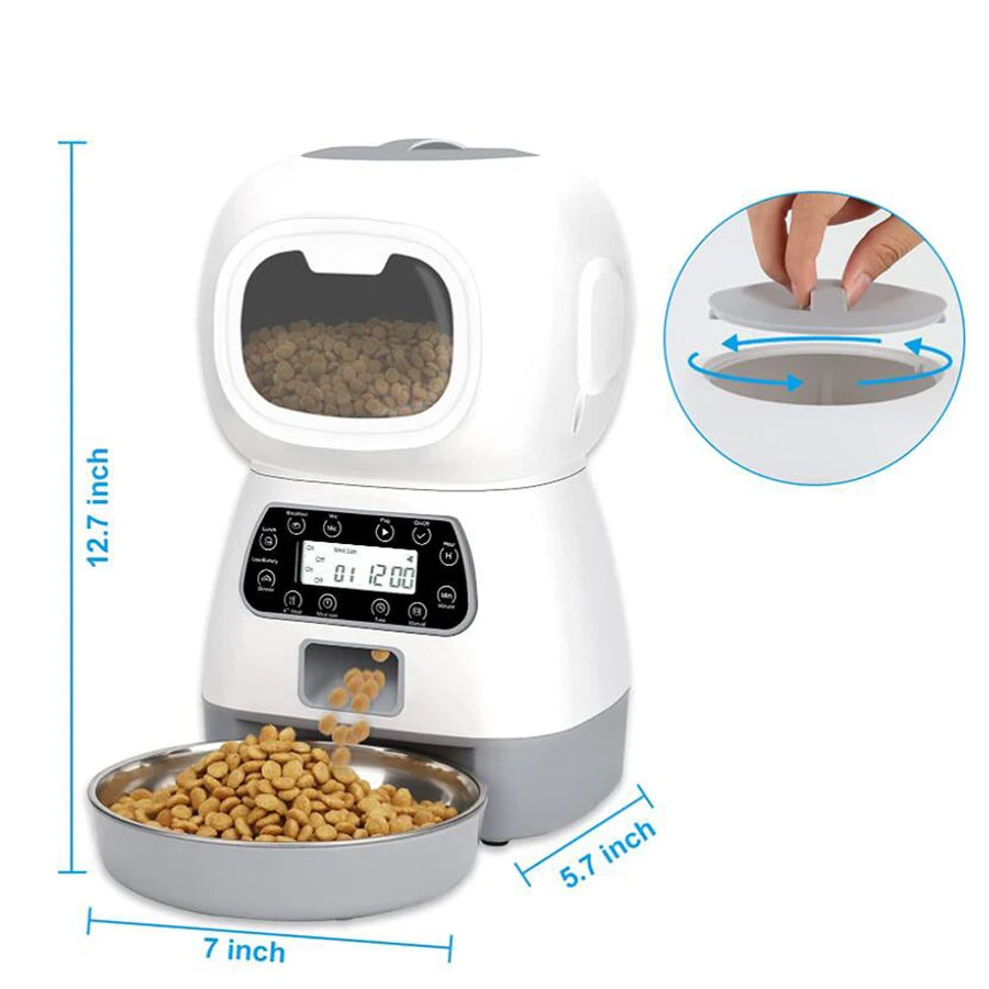 3.5L Automatic Pet Feeder with Timer and Stainless Steel Bowl