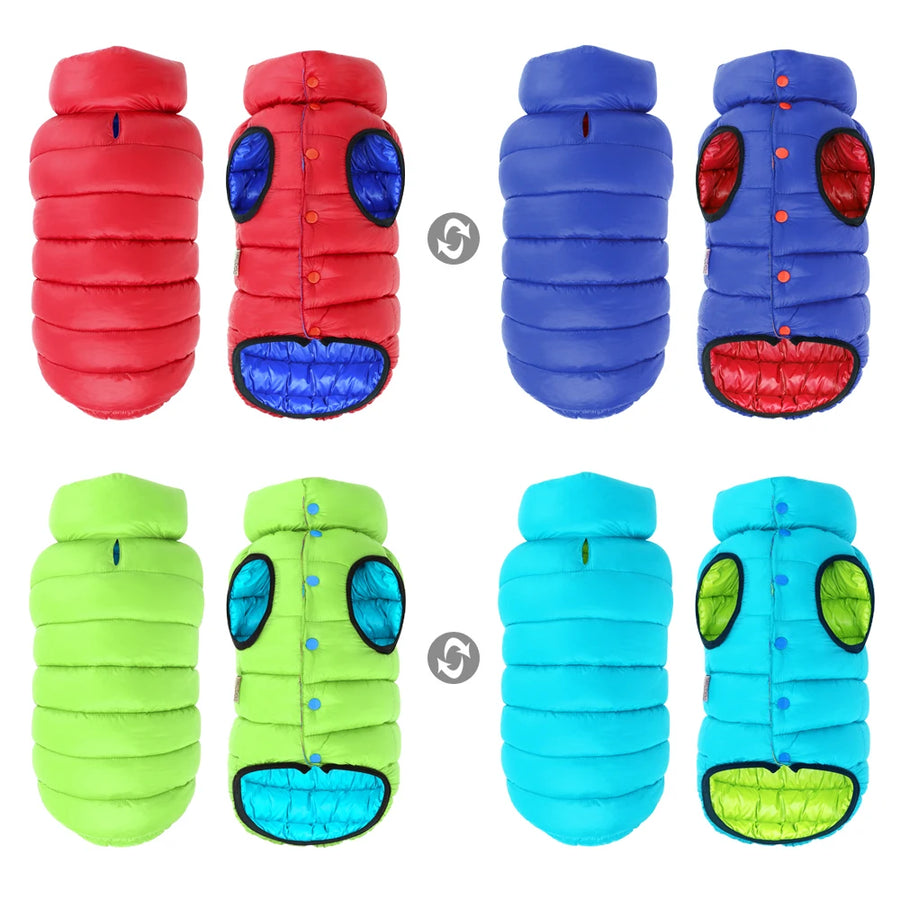 Reversible 3-Layer Winter Dog Vest - Waterproof Warm Coat