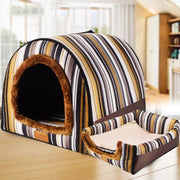 Star Print Foldable Pet House - Warm Dog & Cat Kennel Bed