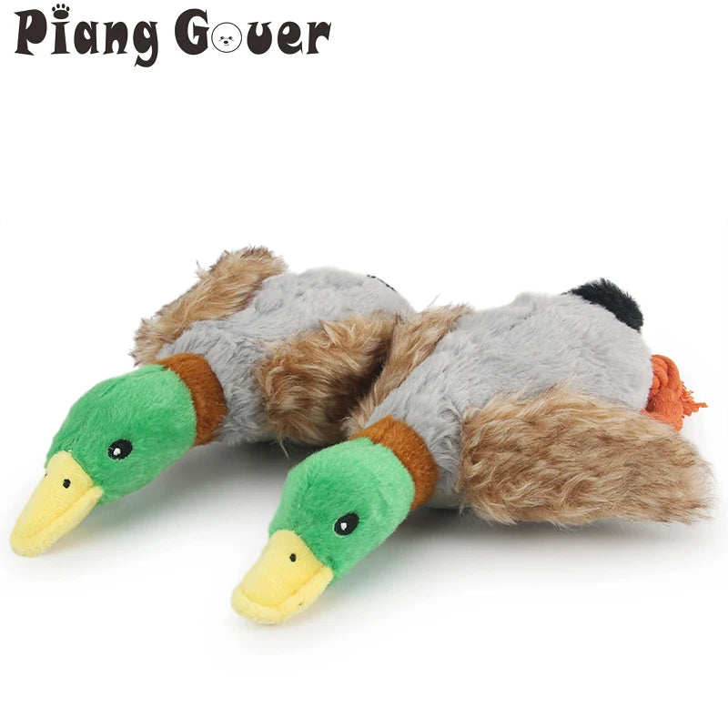 Plush Duck Squeaky Dog Toy - Chew Rope Tooth-Cleaning Play Toy