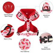 Adjustable Mesh French Bulldog Harness & Leash Set - Printed Puppy Vest