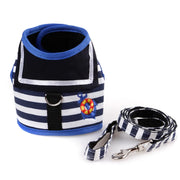 Adjustable Navy Suit Dog Harness and Leash - Secure Chest Strap Set