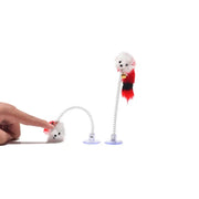 Feather Spring Cat Teaser Toy With Suction Cup - Bell Mouse Play Wand