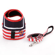 Adjustable Navy Suit Dog Harness and Leash - Secure Chest Strap Set