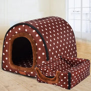 Star Print Foldable Pet House - Warm Dog & Cat Kennel Bed