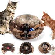 Round Corrugated Cat Scratcher Board with Ball Toy