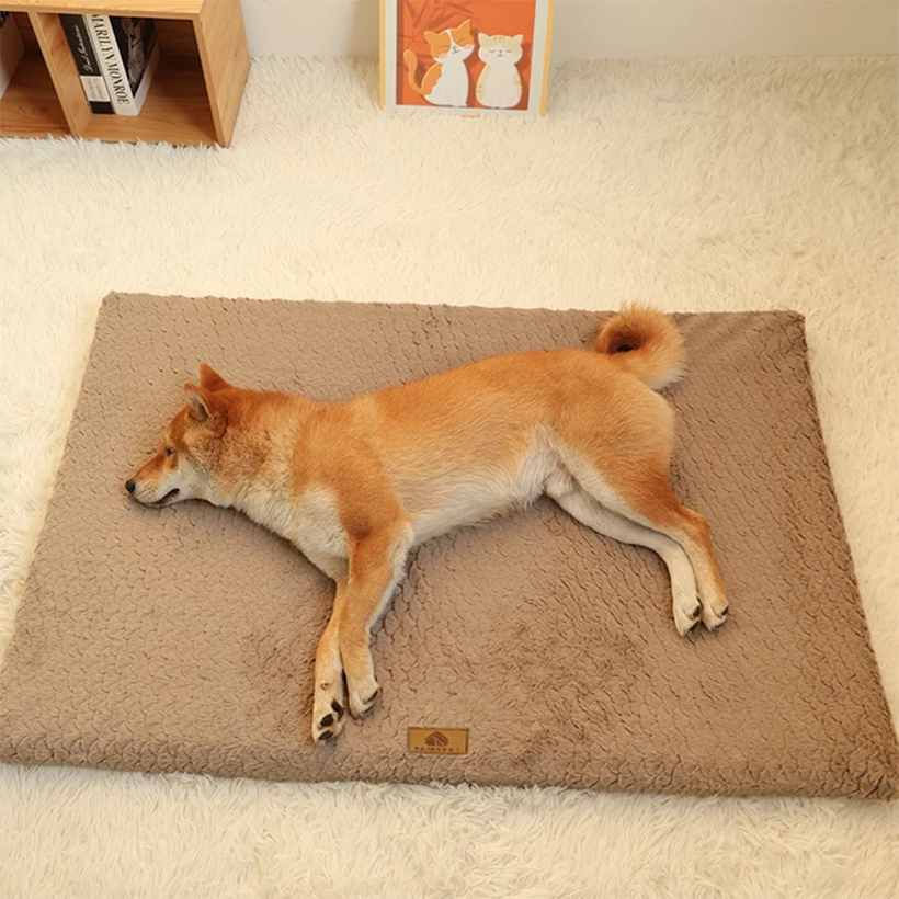 3D Foam Orthopedic Dog Bed - Washable Faux Fur Crate Mat