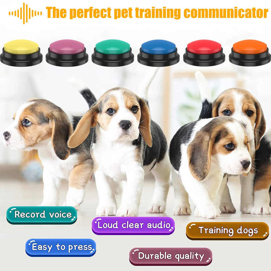 Recordable Dog Training Buttons With Light - Interactive Talking Buzzer Set