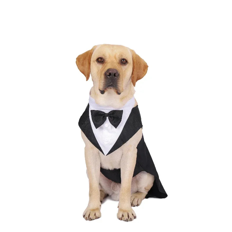 Dog Formal Tuxedo Shirt With Bow Tie - Wedding Party Pet Outfit