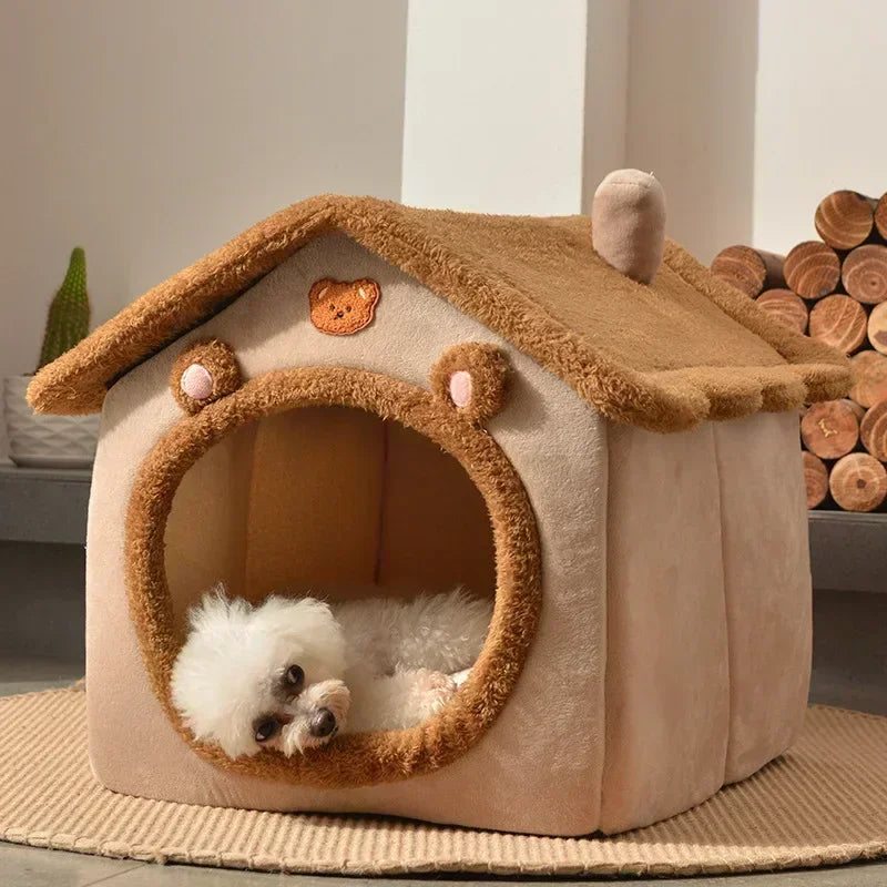 Foldable Dog House Bed - Warm Kennel Sofa for Cats & Small Dogs