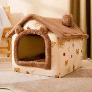 Foldable Dog House Bed - Warm Kennel Sofa for Cats & Small Dogs