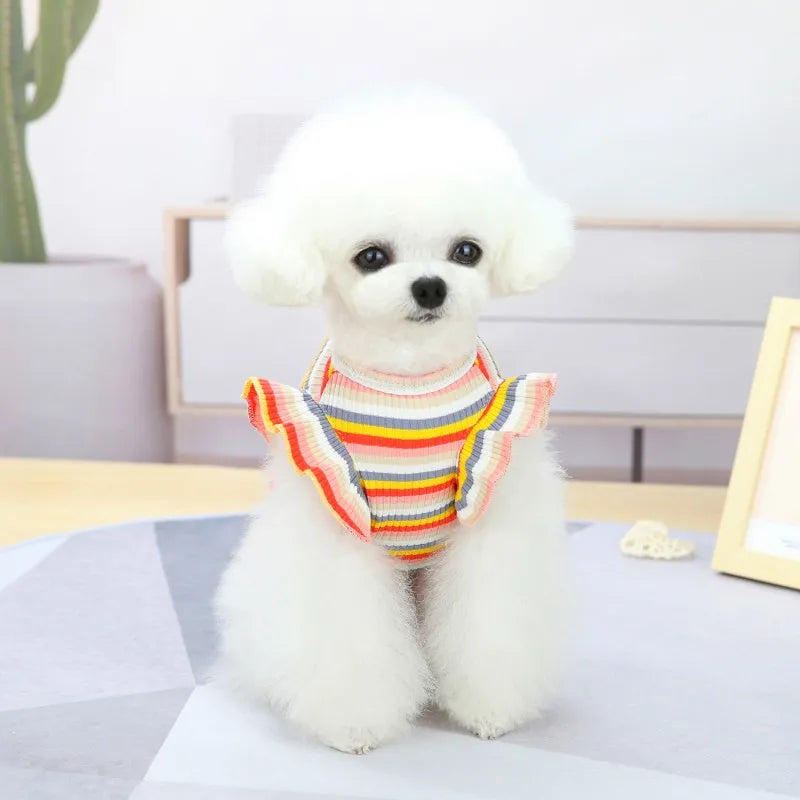Ruffle Striped Dog & Cat Skirt Vest - Sweet Spring Party Outfit