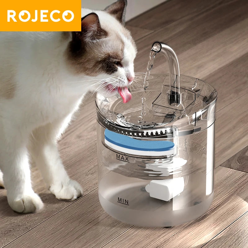 ROJECO Automatic Cat Water Fountain with Sensor Drinking Tray