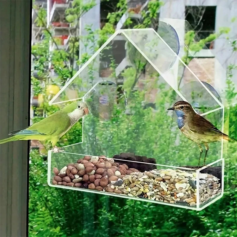 Outdoor Acrylic Bird Feeder House for Window Viewing