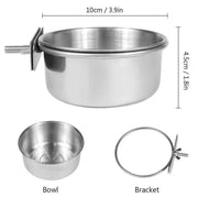 Stainless Steel Parrot Food and Water Cup with Clamp