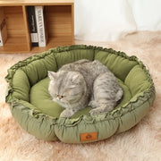 Round Plush Dog & Cat Bed - Soft Basket Cushion for Small Pets