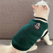 Collegiate Style Pet Sweater Vest - Warm Winter Cat & Dog Sweatshirt