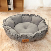 Round Plush Dog & Cat Bed - Soft Basket Cushion for Small Pets