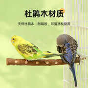 Natural Wood Parakeet Perch Stand and Paw Grinding Branch