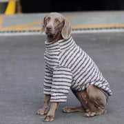 Striped Fleece Dog Sweater - Turtleneck Pullover for Medium Large Dogs