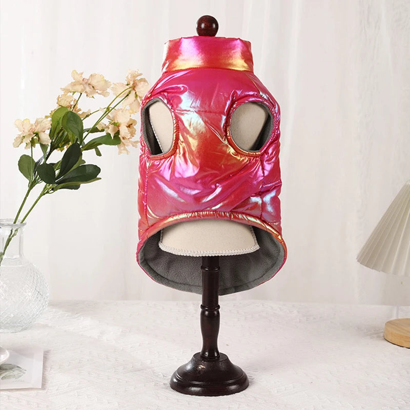 Rainbow Gradient Winter Pet Vest - Warm Small Dog Coat