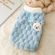 Bear Print Plush Pet Sweater - Winter Button Jacket for Cats & Dogs