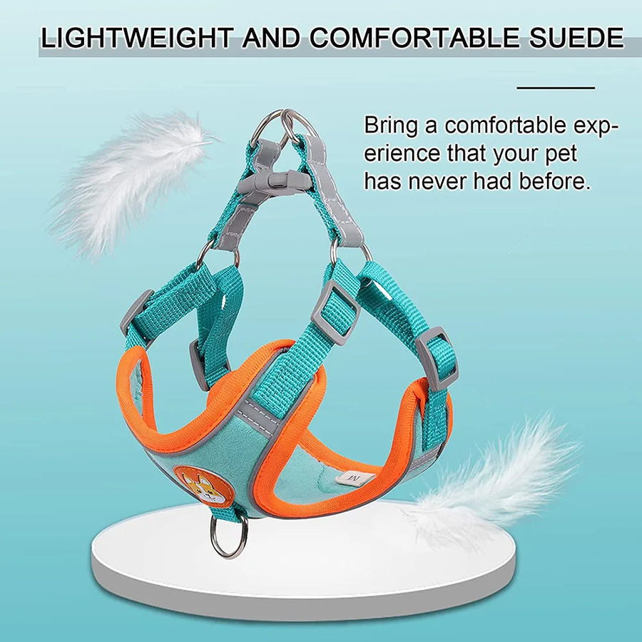 Step-In Reflective Dog Harness & Leash Set - Soft Adjustable Puppy Vest