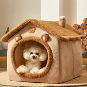 Foldable Dog House Bed - Warm Kennel Sofa for Cats & Small Dogs