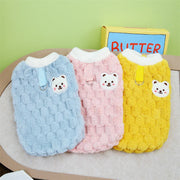 Bear Print Plush Pet Sweater - Winter Button Jacket for Cats & Dogs