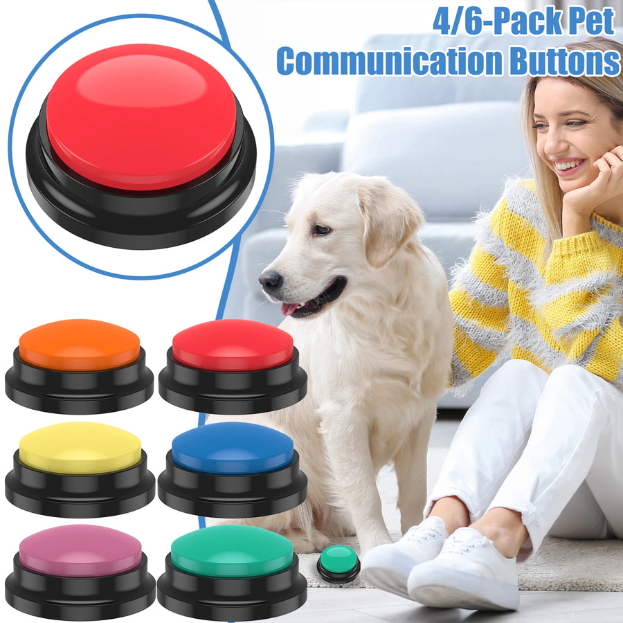 Recordable Dog Training Buttons With Light - Interactive Talking Buzzer Set