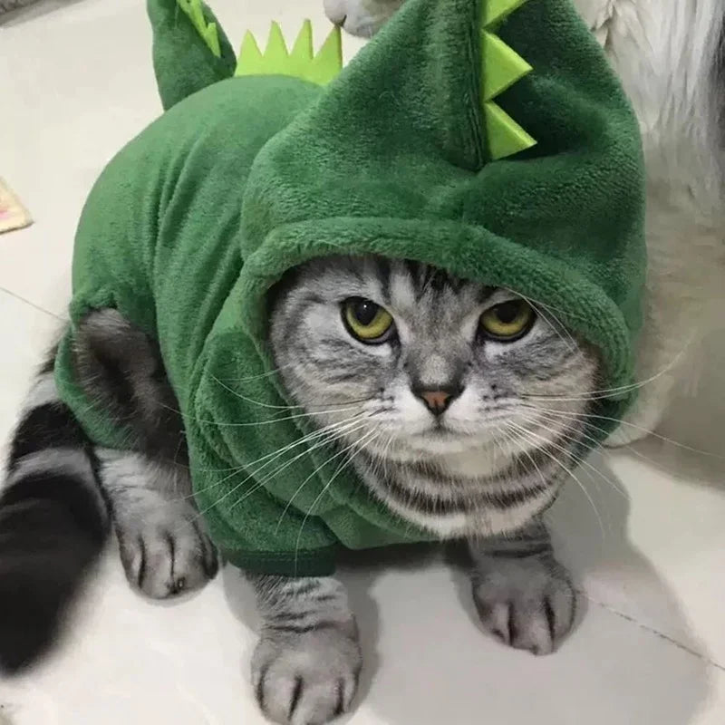Dinosaur Hoodie Pet Costume - Warm Halloween Fleece Coat