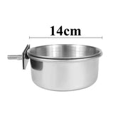 Stainless Steel Parrot Food and Water Cup with Clamp