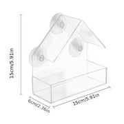Clear Acrylic Window Bird Feeder with Suction Cups