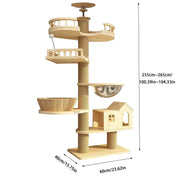 Solid Wood Floor Cat Tree House and Climbing Tower