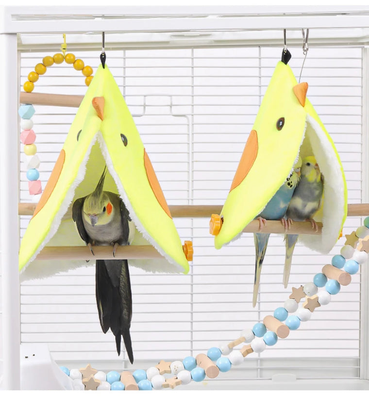 Soft Plush Parrot Hammock Nest and Cage Hut