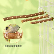 Natural Wood Parakeet Perch Stand and Paw Grinding Branch