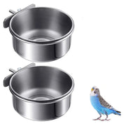 Stainless Steel Parrot Food and Water Cup with Clamp
