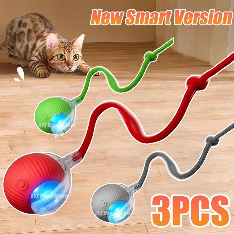 Rechargeable Automatic Rolling Cat Ball with Faux Tail