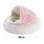 Soft Plush Covered Cat Bed - Round Warm Cave for Small Pets
