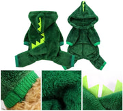 Dinosaur Hoodie Pet Costume - Warm Halloween Fleece Coat