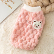Bear Print Plush Pet Sweater - Winter Button Jacket for Cats & Dogs