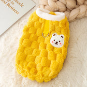 Bear Print Plush Pet Sweater - Winter Button Jacket for Cats & Dogs