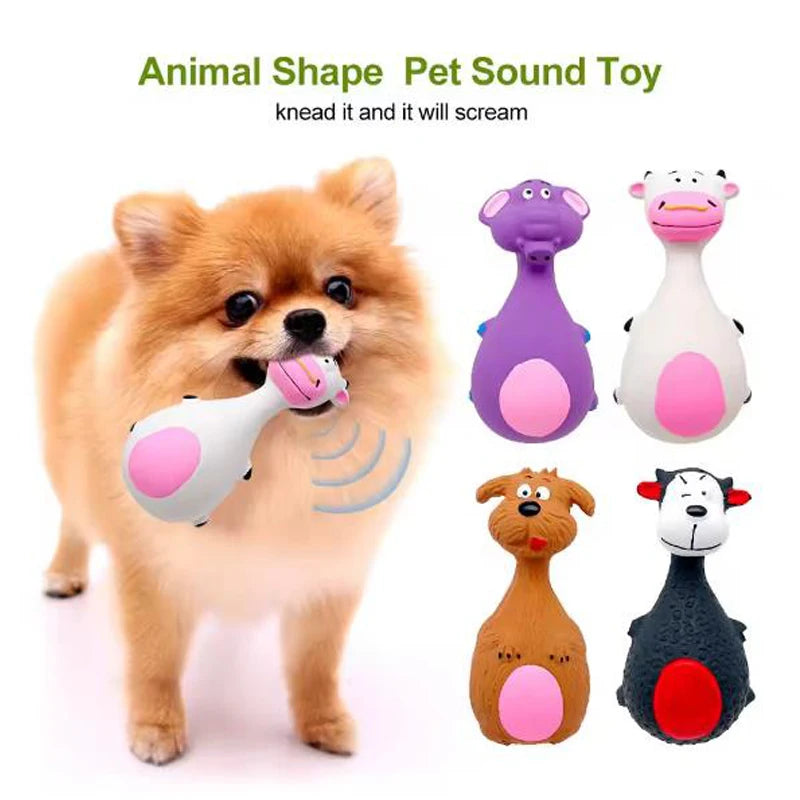 Squeaky Animal Chew Toy for Dogs - Elephant & Cow Rubber Vocal Toy