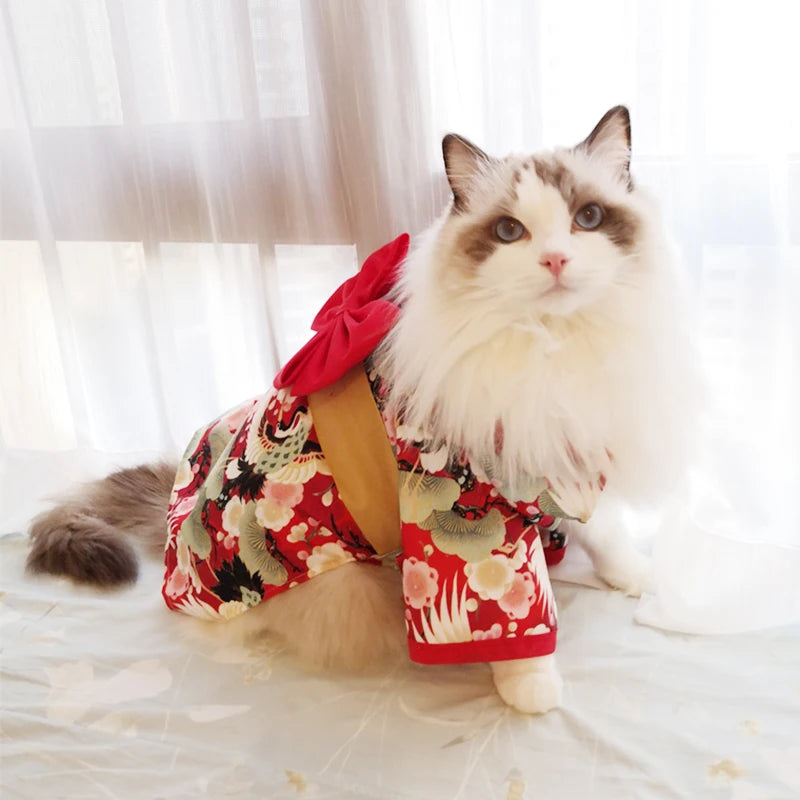 Japanese Style Pet Kimono Coat - Thin Summer Cat & Dog Outfit