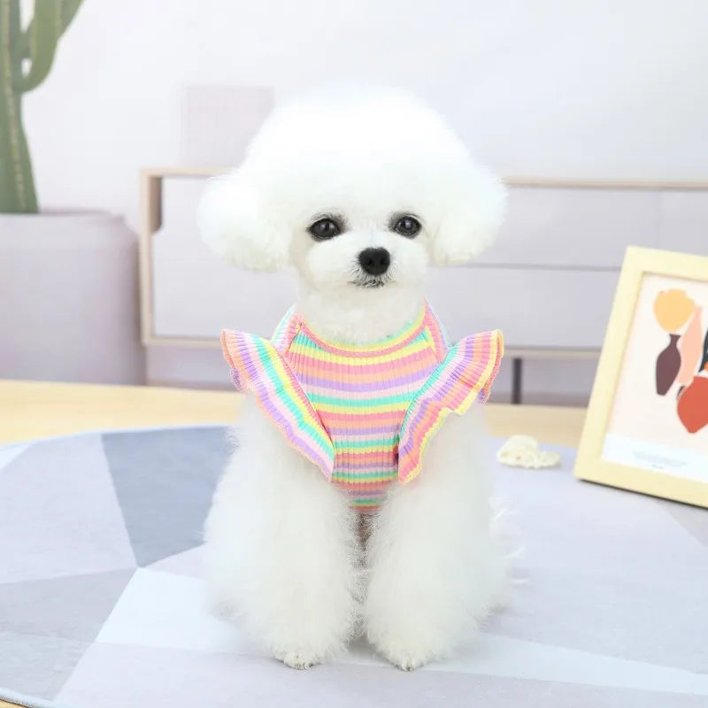 Ruffle Striped Dog & Cat Skirt Vest - Sweet Spring Party Outfit