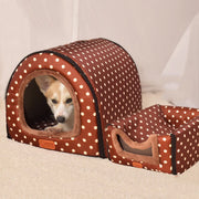 Star Print Foldable Pet House - Warm Dog & Cat Kennel Bed